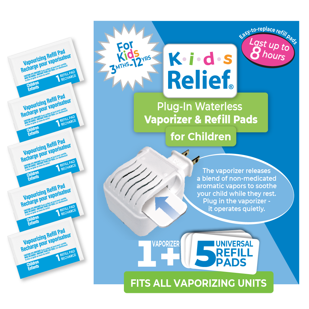 Kids Relief Plug-in Waterless Vaporizer + 5 Refill Pads