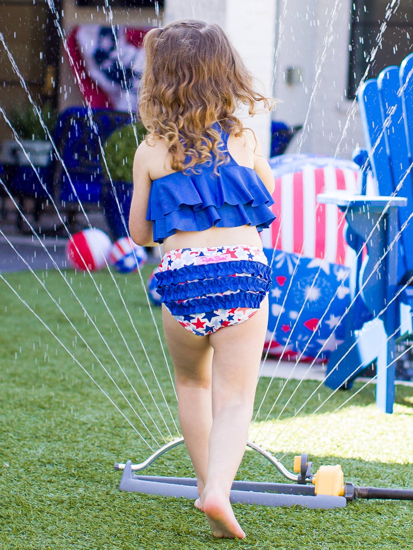 Girls Shimmer Star-Spangled Flounce Bikini