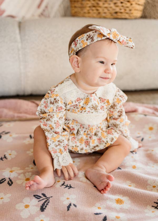 Florecita Floral Baby Romper & Headband Set (Organic Cotton)