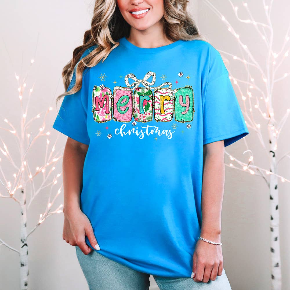 Whimsical Merry Christmas Pattern DTF Heat Transfer