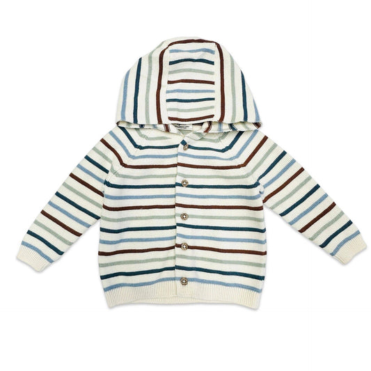 Multicolor Stripe Hooded Sweater Baby Cardigan (Organic)