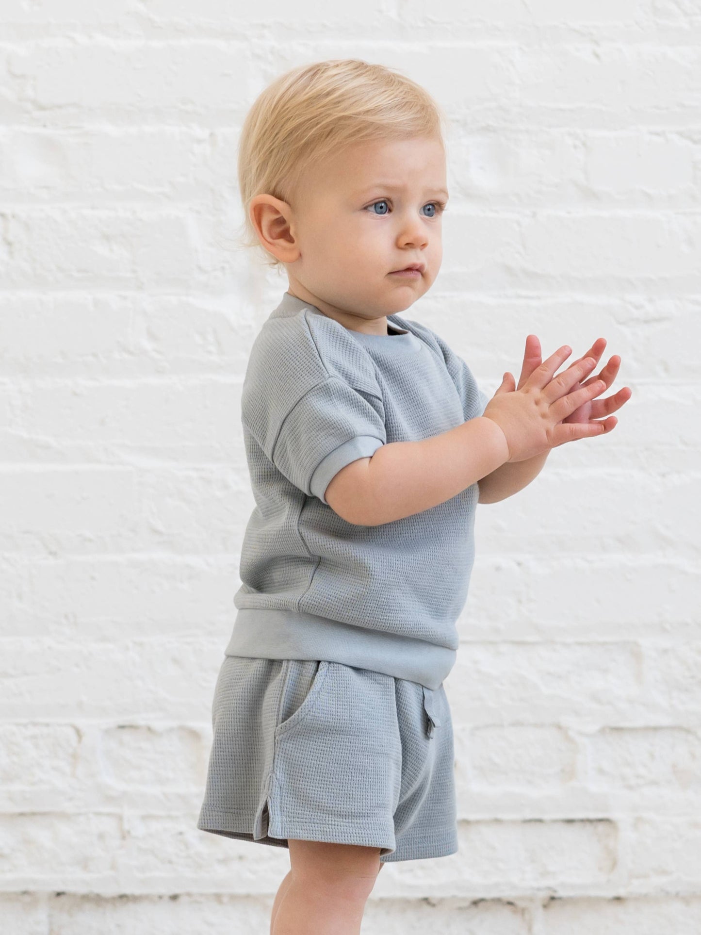 Organic Baby & Kids Avery Waffle Short - Mist