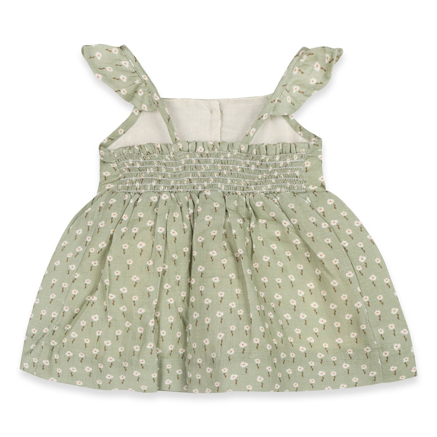 Sage Floral Baby Dress + Bloomer (Organic Muslin)
