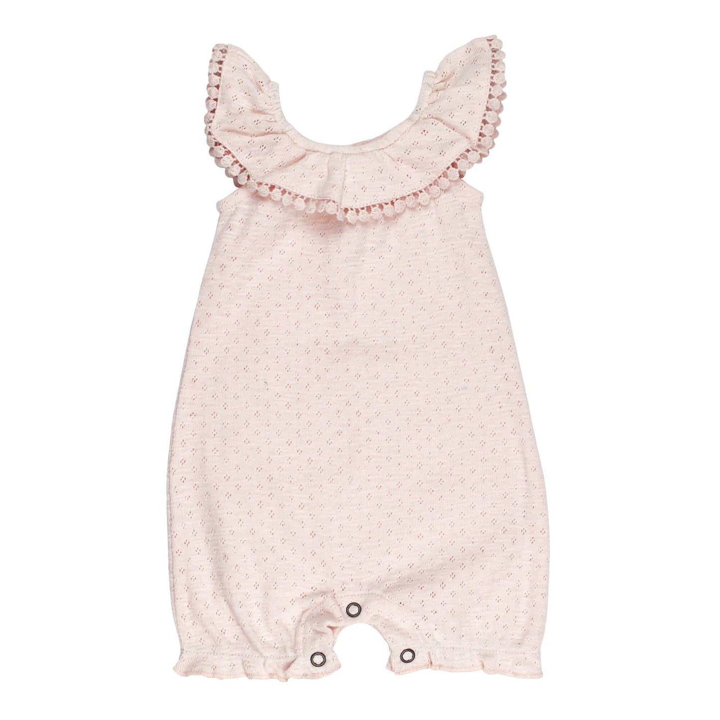 Organic Pointelle Bubble Romper in Cotton Candy