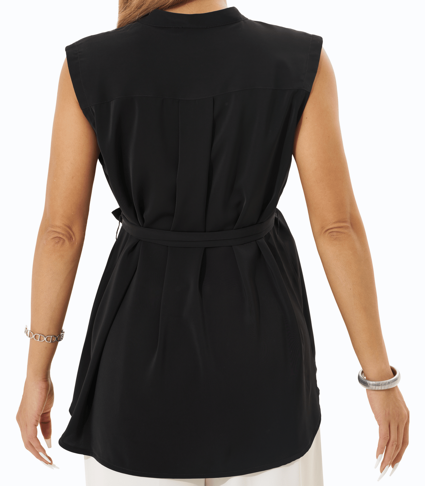 V-Neck Sleeveless Tie Front Maternity Blouse