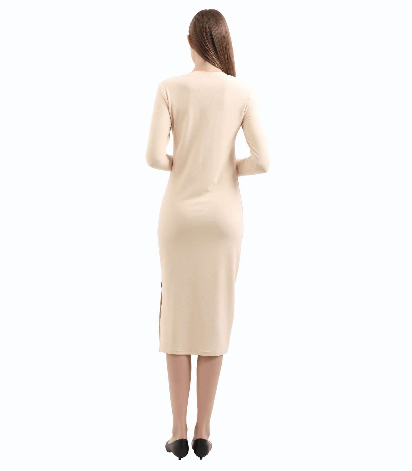 V-Neck Fitted Maternity Maxi Sweater Dress