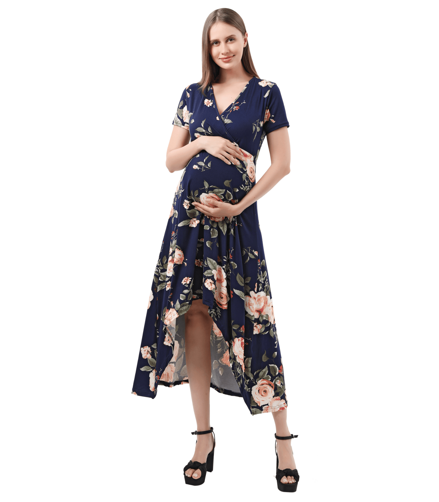 Floral Hi-Low Maternity Maxi Dress