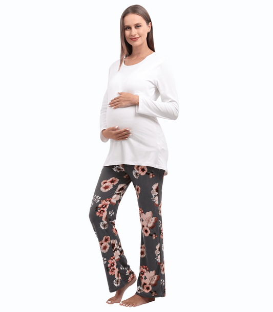Long Sleeve Bump Friendly Nursing Pajama Set