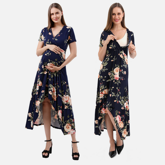 Floral Hi-Low Maternity Maxi Dress