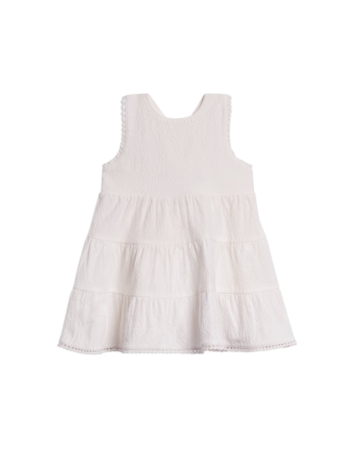Organic Zoey Seersucker Tiered Dress - Coconut