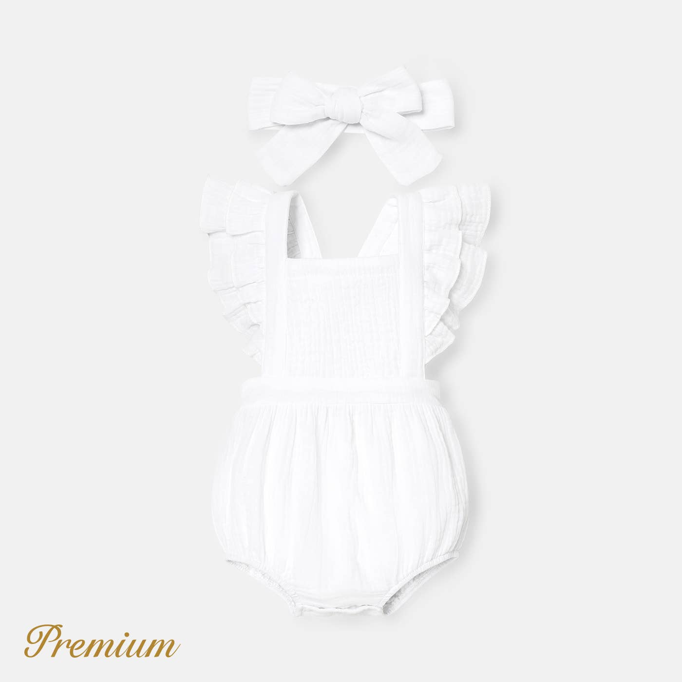 Baby Girl 100% Cotton Crepe Solid Layered Ruffle Trim