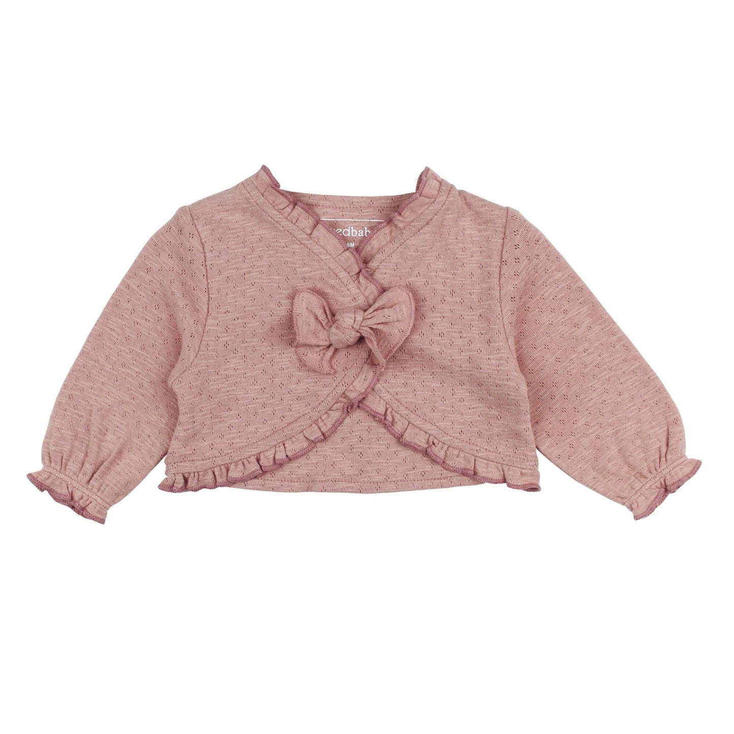 Kids' Organic Pointelle Ruffle Sweater in Taffy