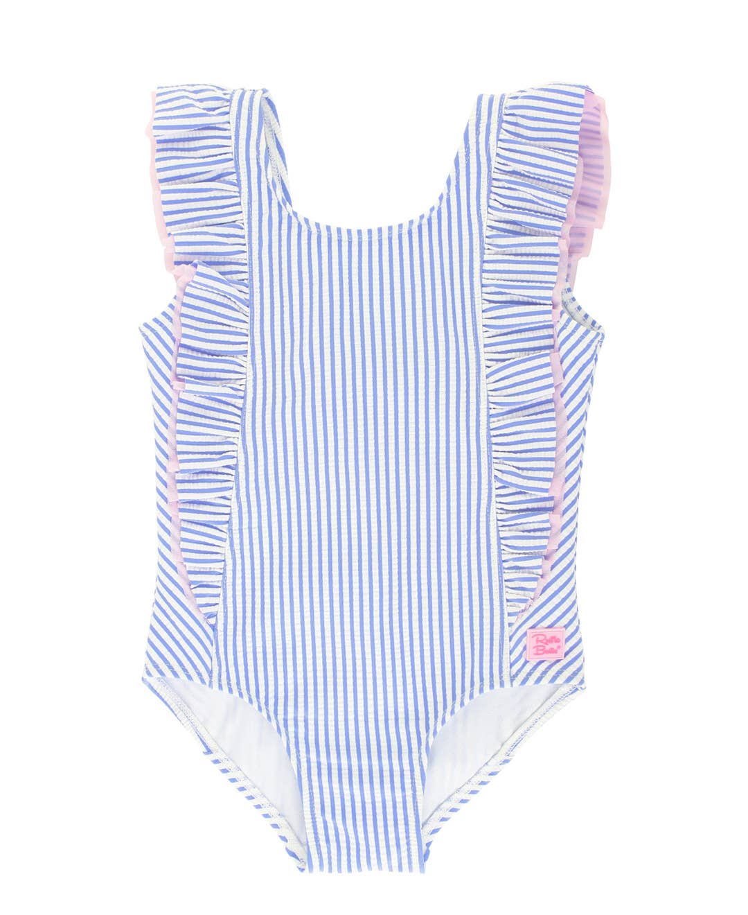 Girls Periwinkle Blue Seersucker Waterfall One Piece