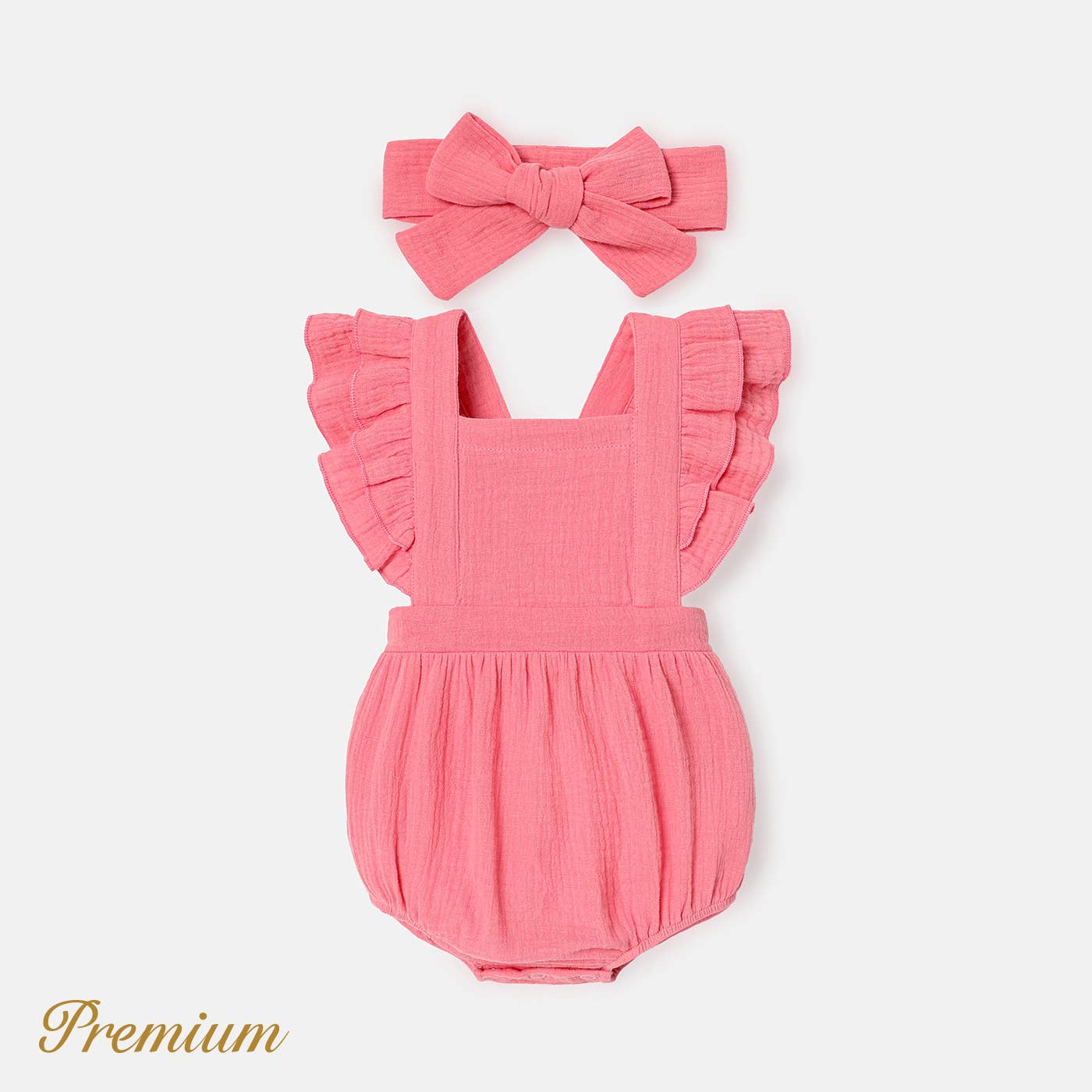 Baby Girl 100% Cotton Crepe Solid Layered Ruffle Trim