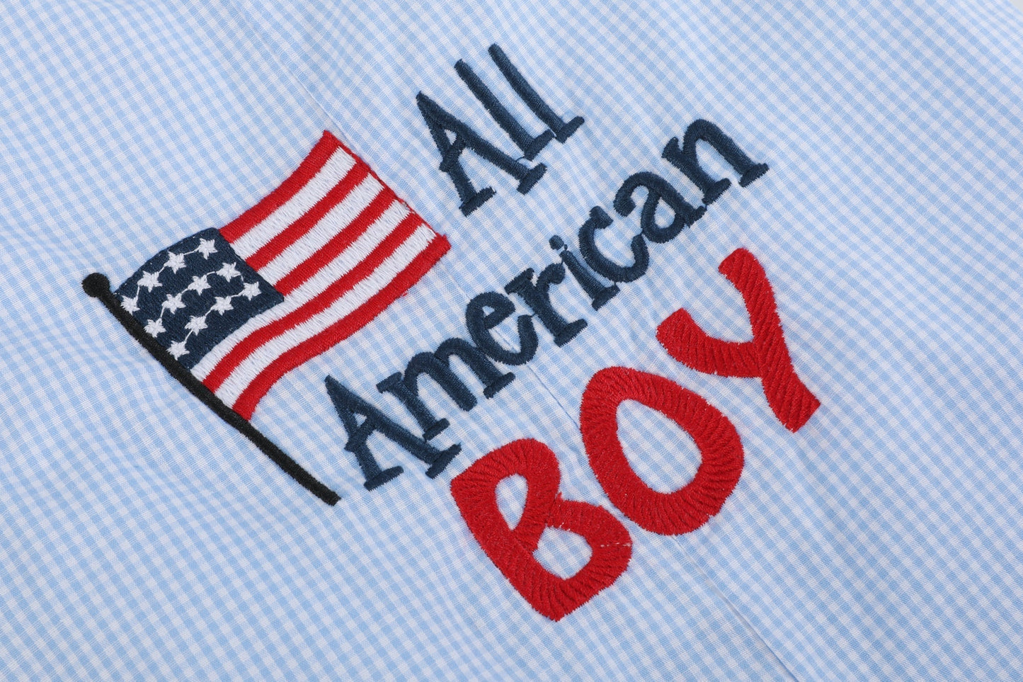 All American Boy' Blue Gingham Shortalls