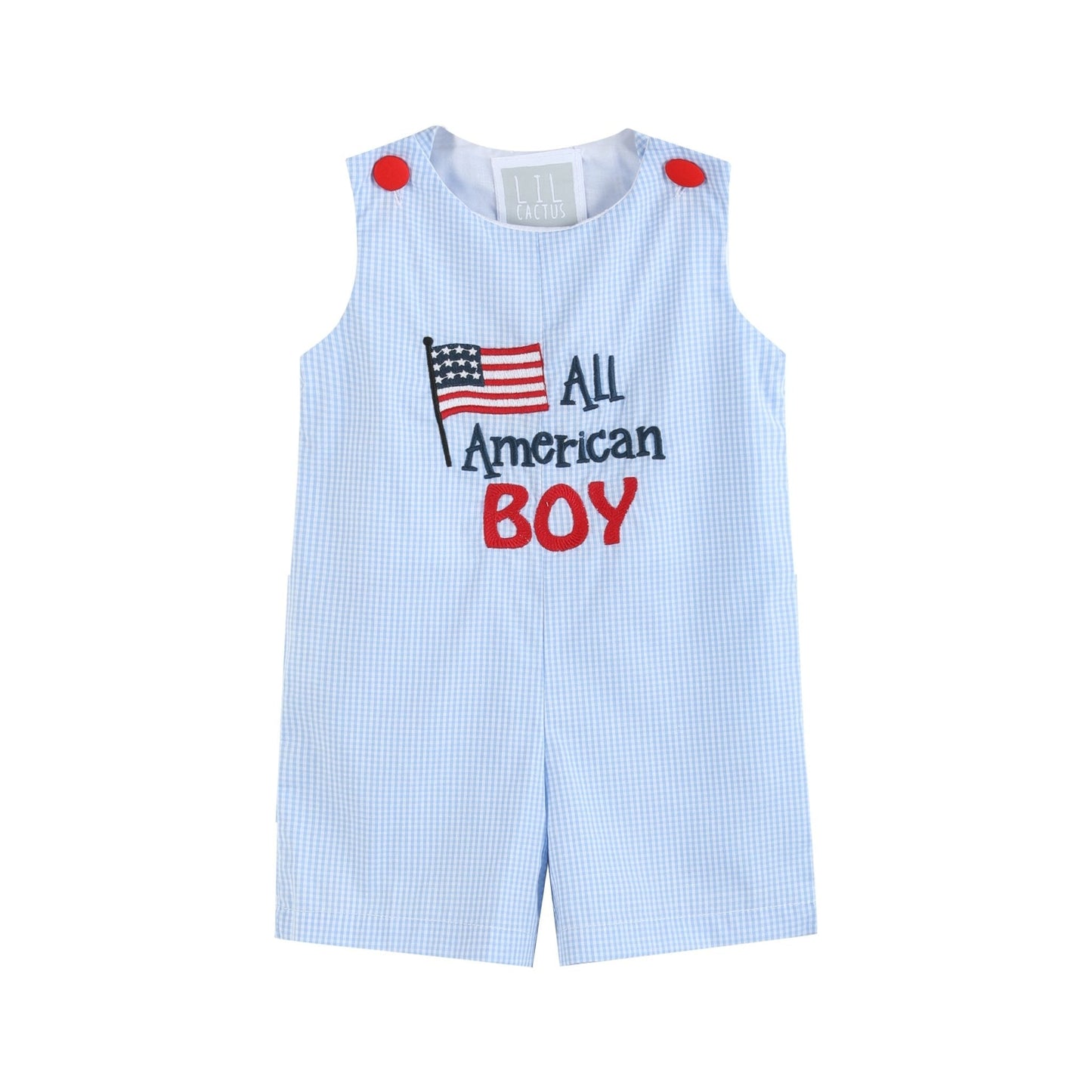 All American Boy' Blue Gingham Shortalls