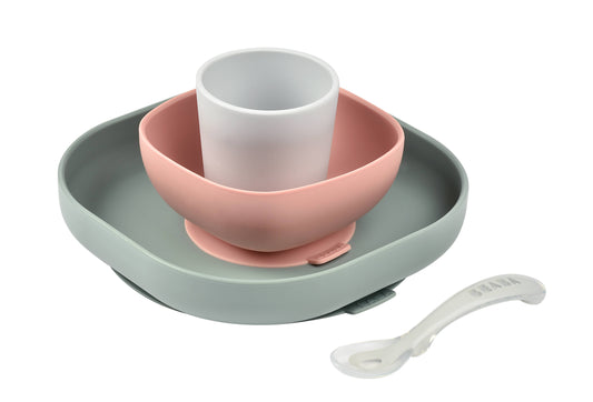 BEABA Silicone Suction Meal Set - Set of 4 - Eucalyptus