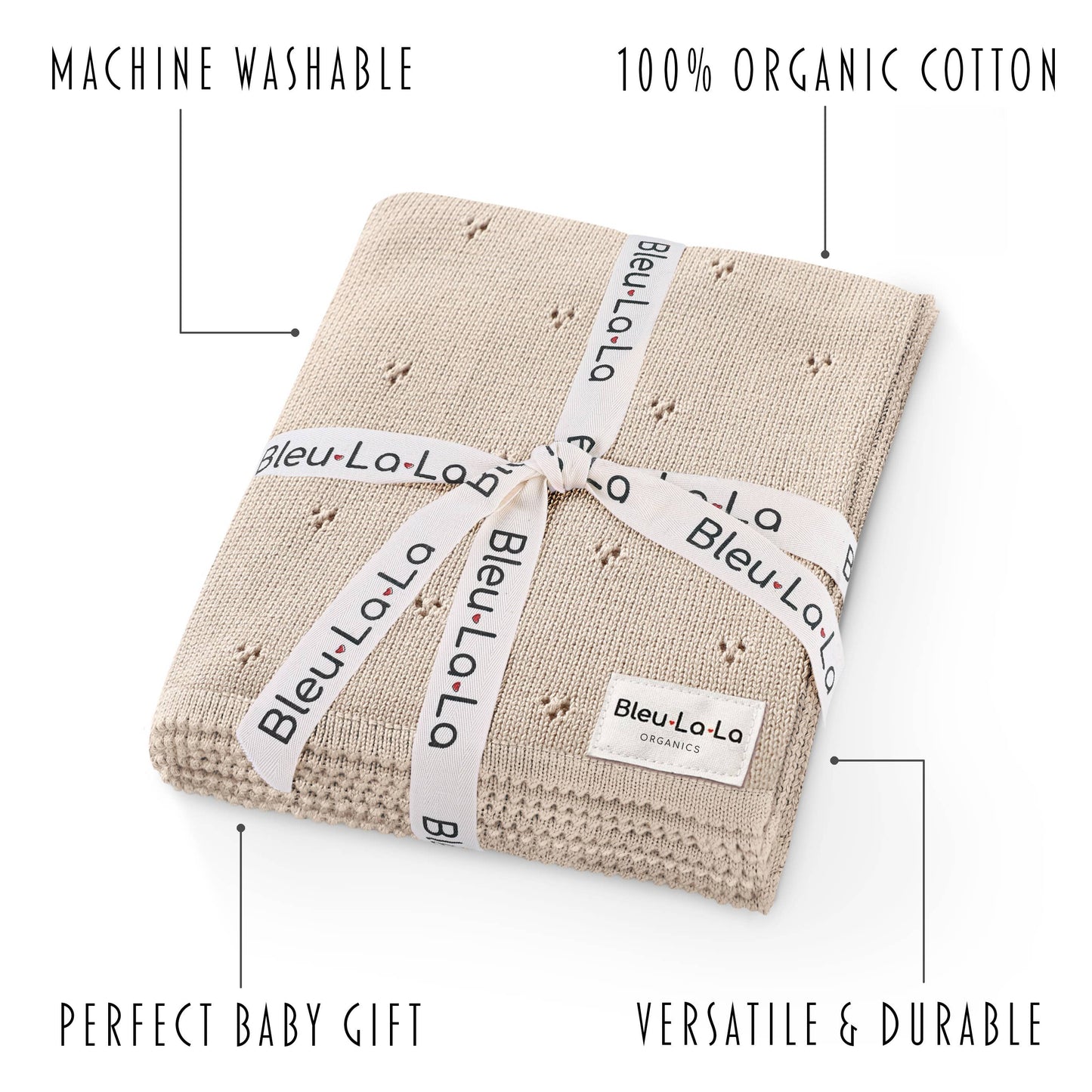 100% Organic Cotton Pointelle Swaddle Receiving Baby Blanket