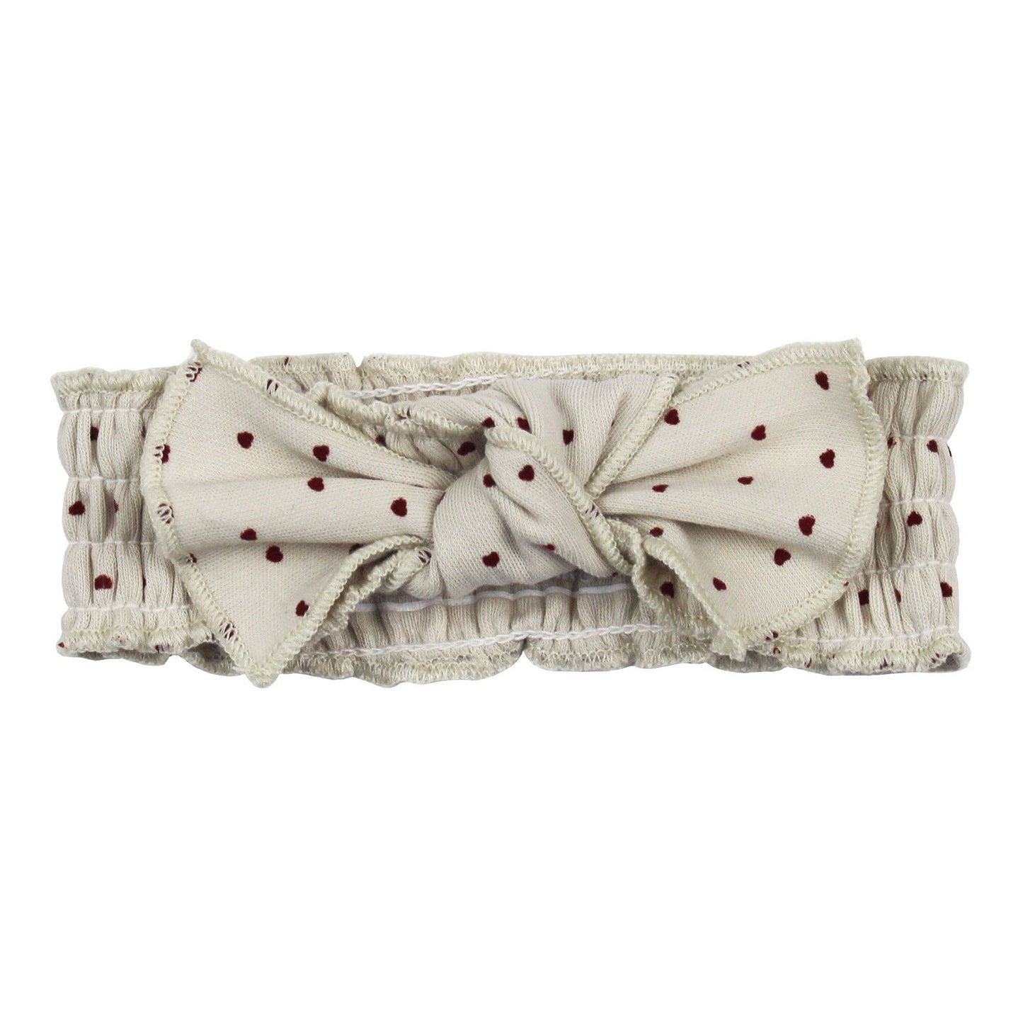 Organic Smocked Headband in Crimson Mini Hearts