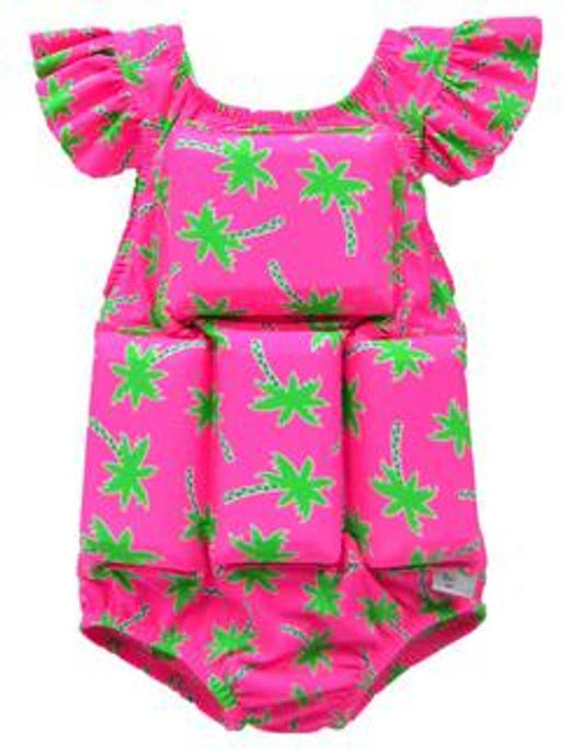 My Pool Pal Girls Flotation Swimsuit - Palm Tree Princess