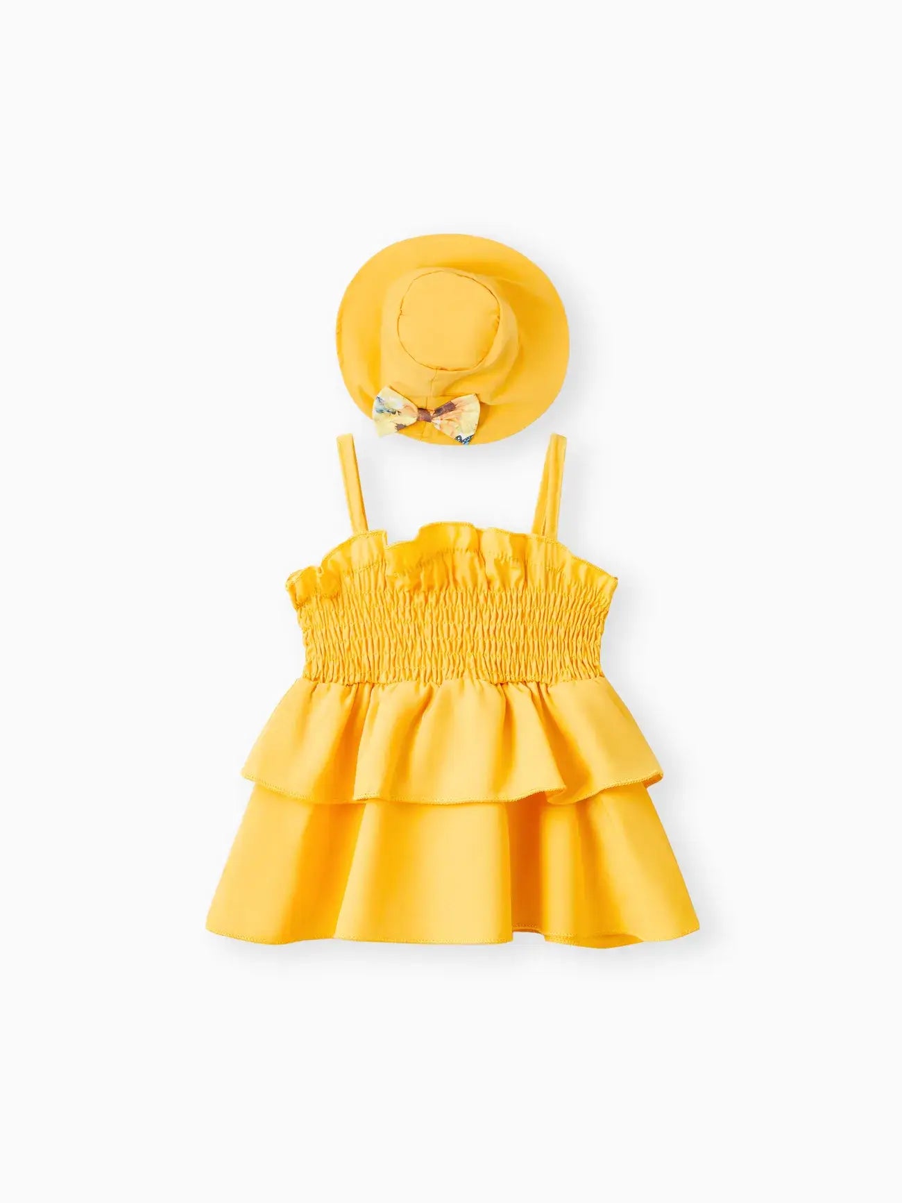 Sunflower Smocking 3pcs Baby Girl Sets in Polyester-Spandex