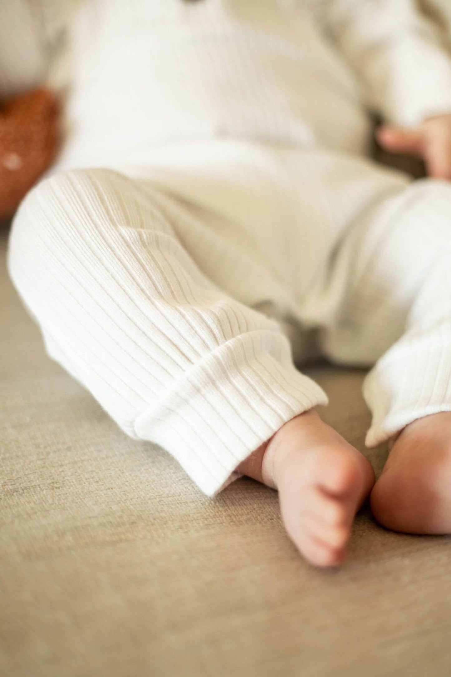 Organic ruffle top cotton romper baby ribbed cotton overall