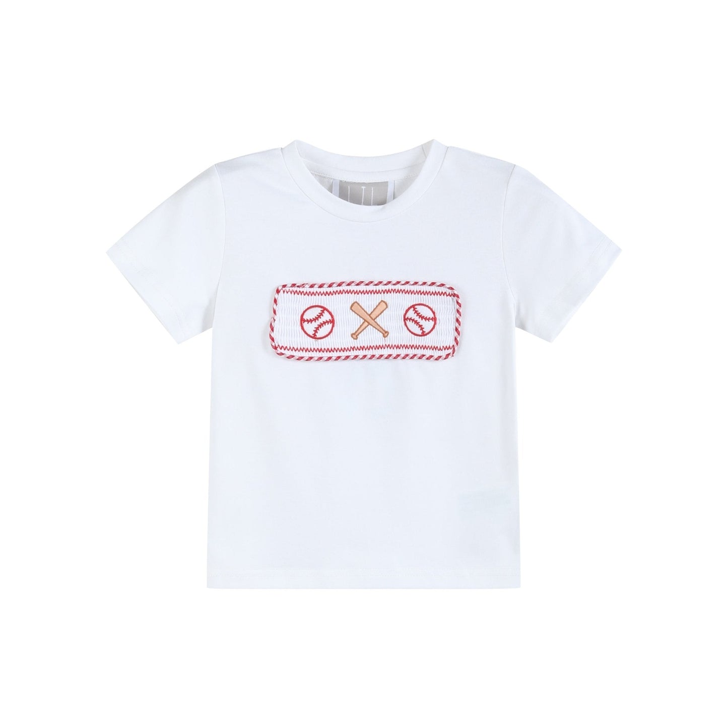 Baseball Smocked Shirt and Red Gingham Shorts Set