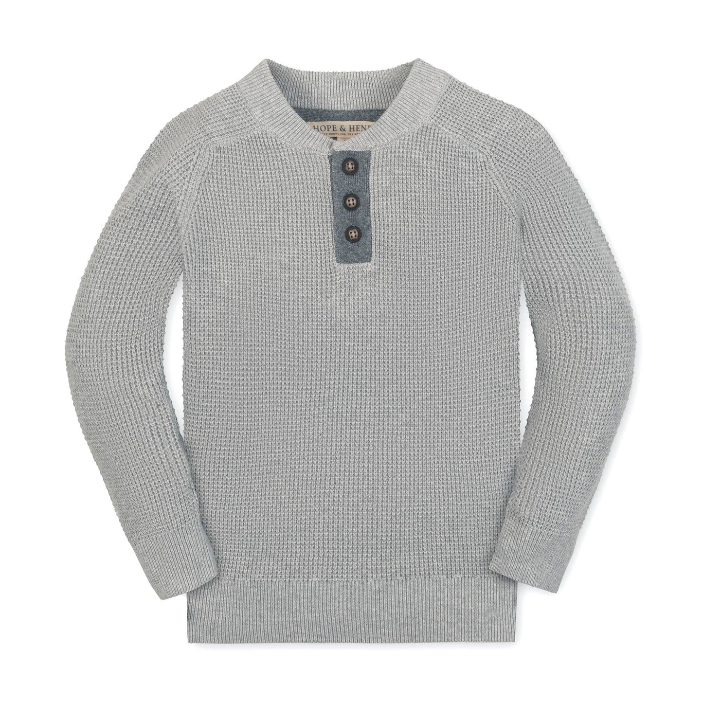 Organic Sweater Henley with Elbow Patches