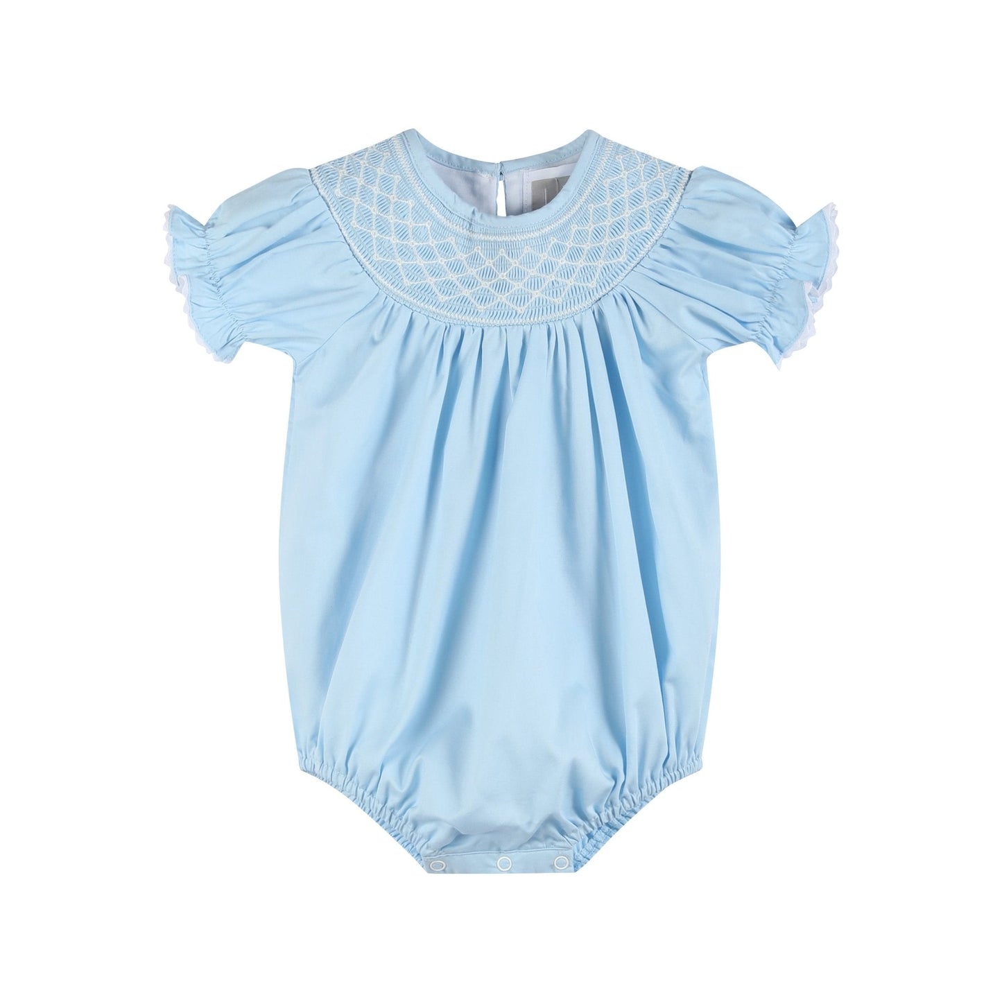 Blue and White Smocked Bubble Romper