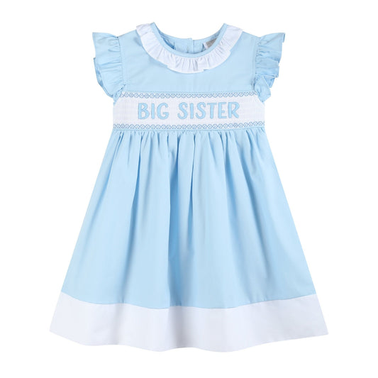 Blue Big Sister Smocked Dress