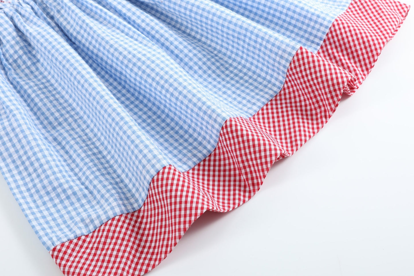 Blue Gingham American Flag Ruffle Dress