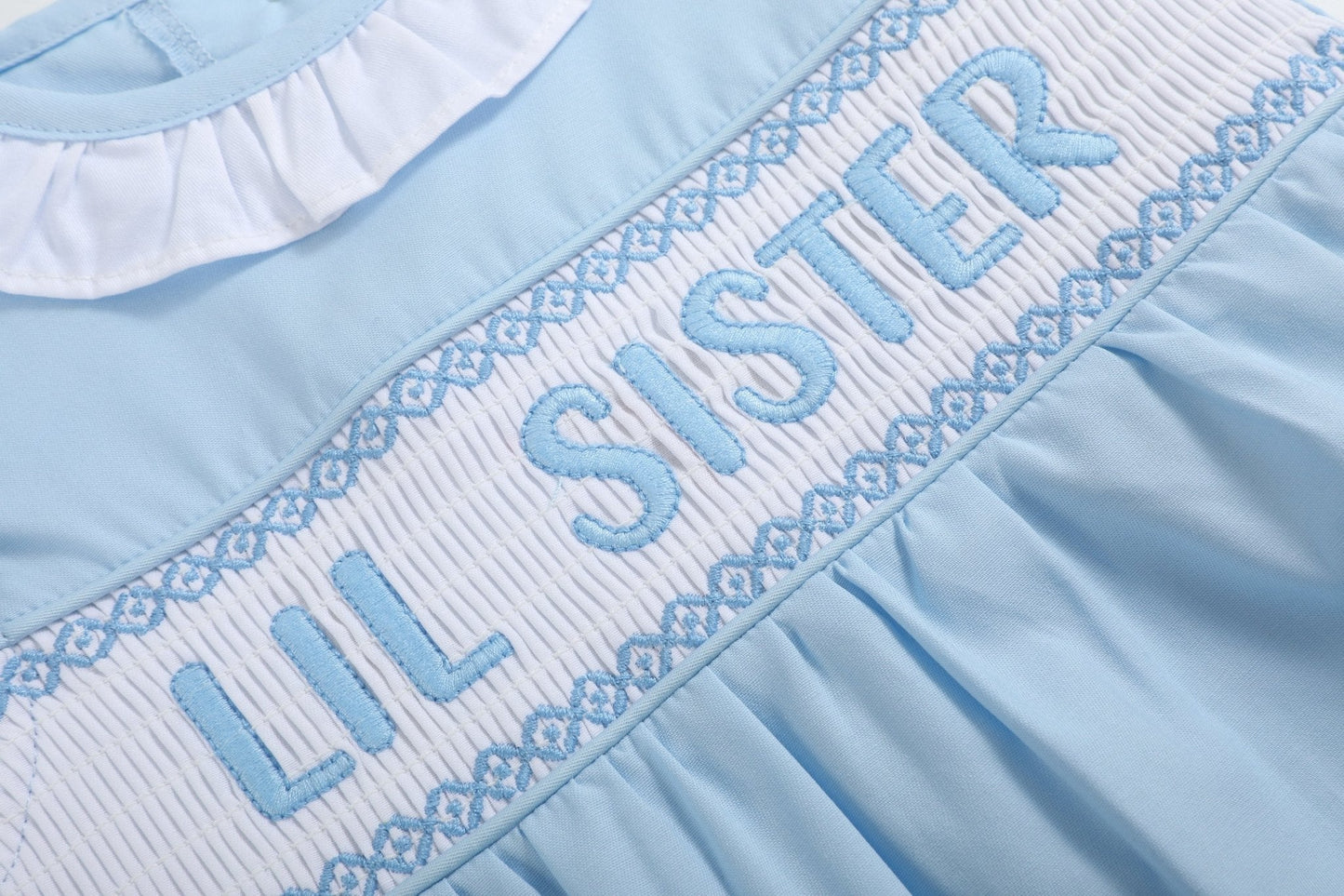 Blue Lil Sister Smocked Romper