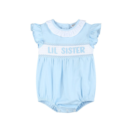 Blue Lil Sister Smocked Romper