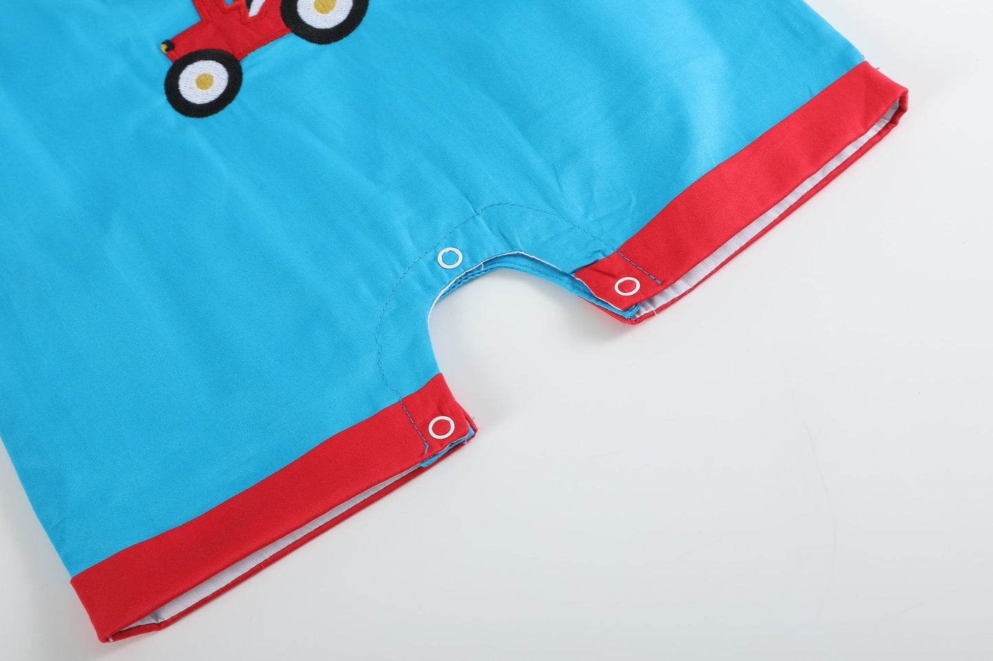 Blue Tractor Applique Shortalls