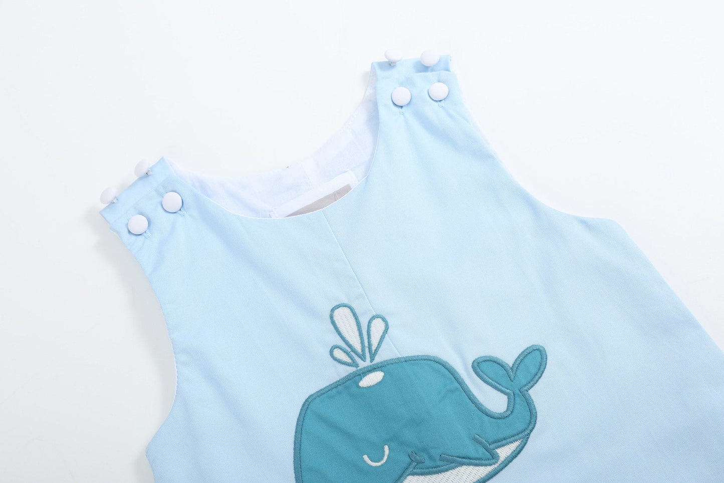 Blue Whale Applique Shortalls