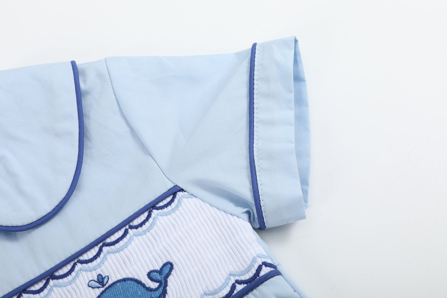 Blue Whale Smocked Collared Bubble Romper