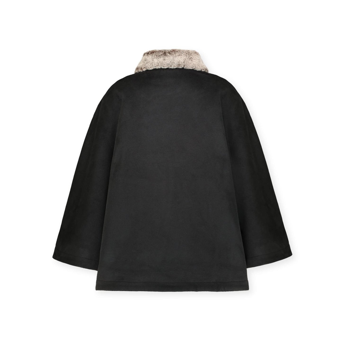 Button Front Cape with Faux Fur