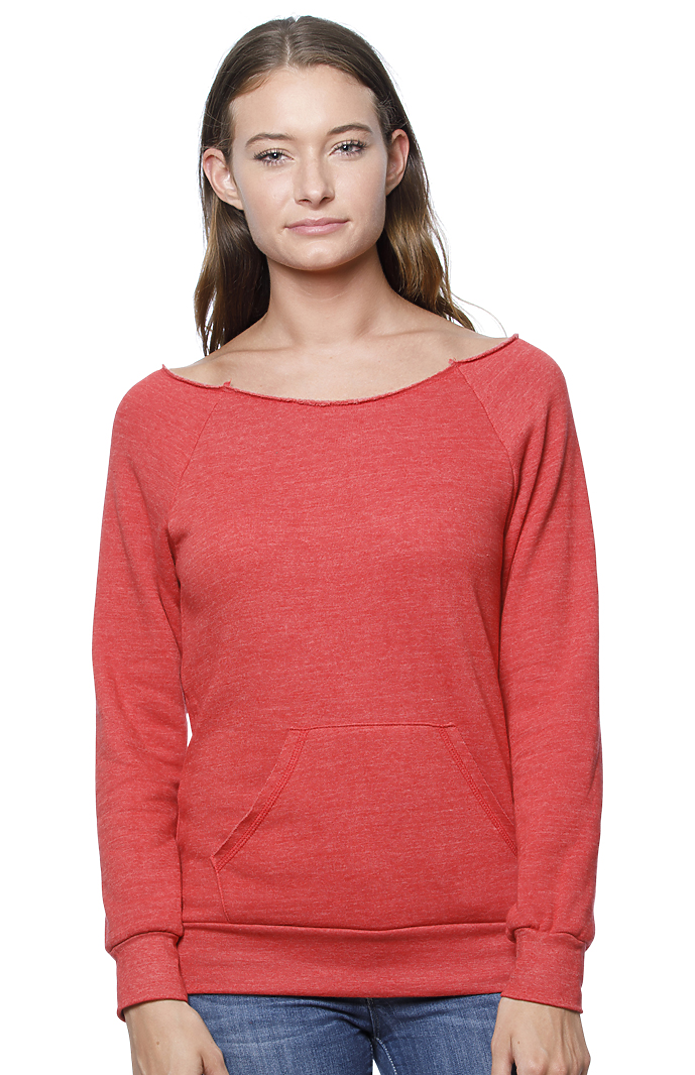 WOMEN'S ECO TRIBLEND FLEECE RAGLAN W/POUCH POCKET
