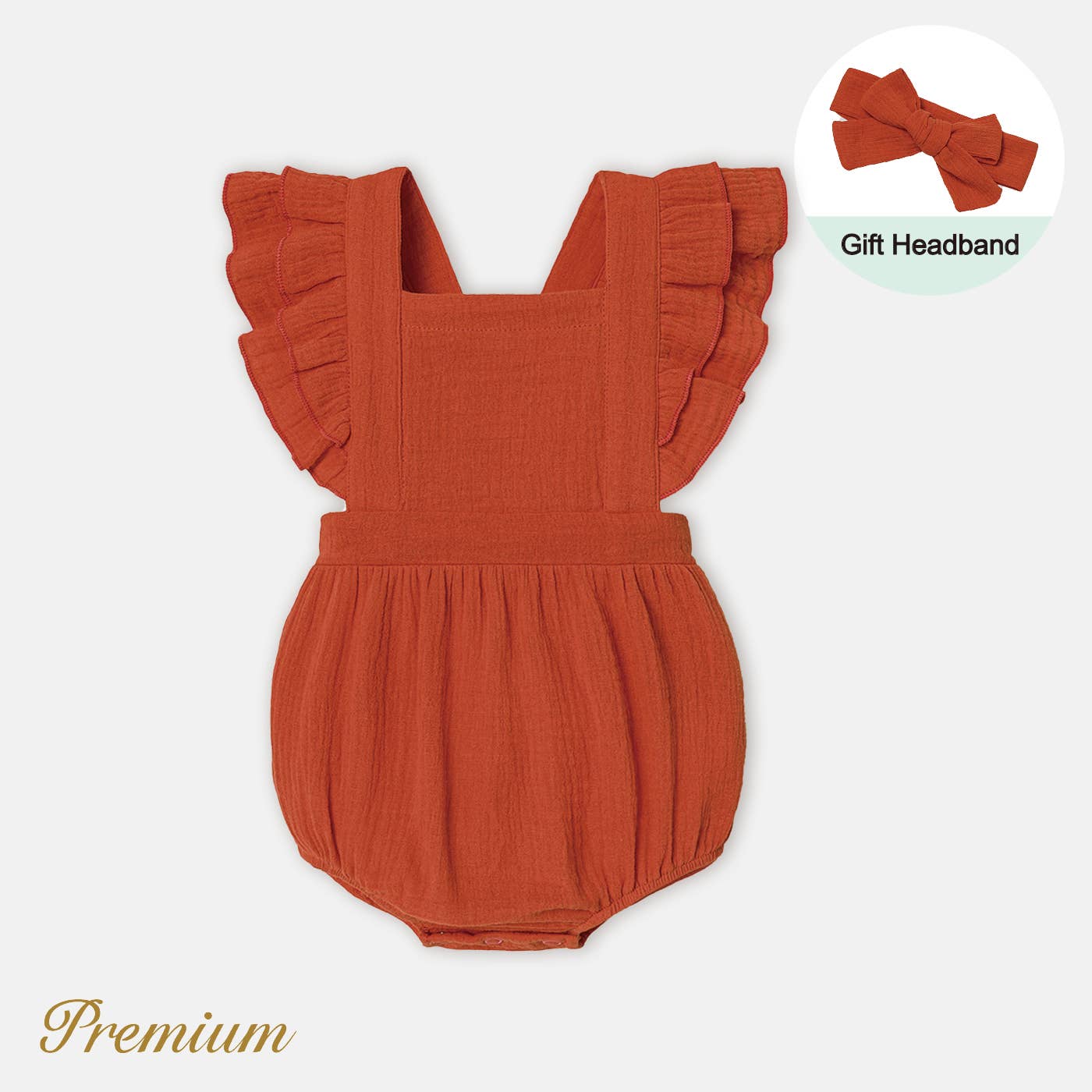 Baby Girl 100% Cotton Crepe Solid Layered Ruffle Trim