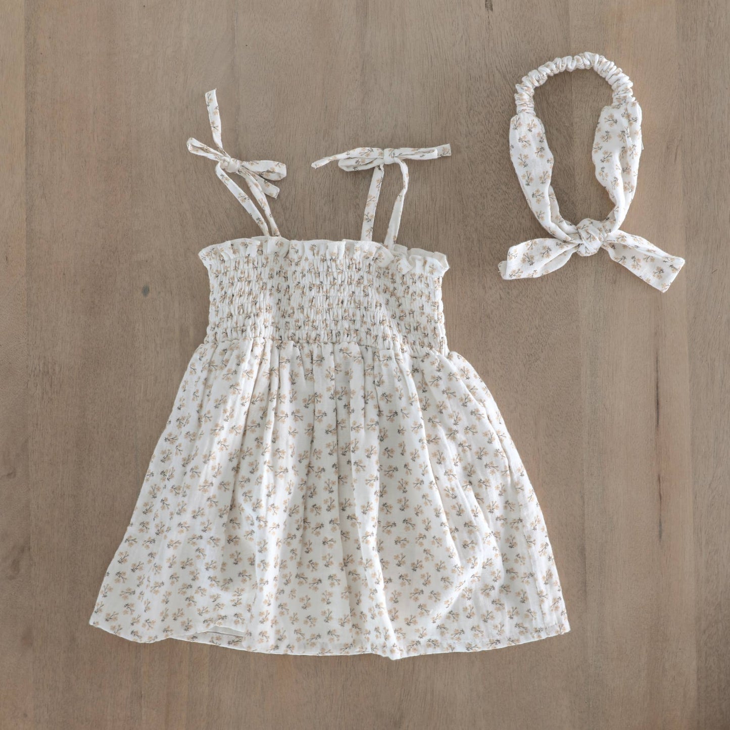 Elena Floral Smocked Baby Dress + Bloomer (Organic Muslin)