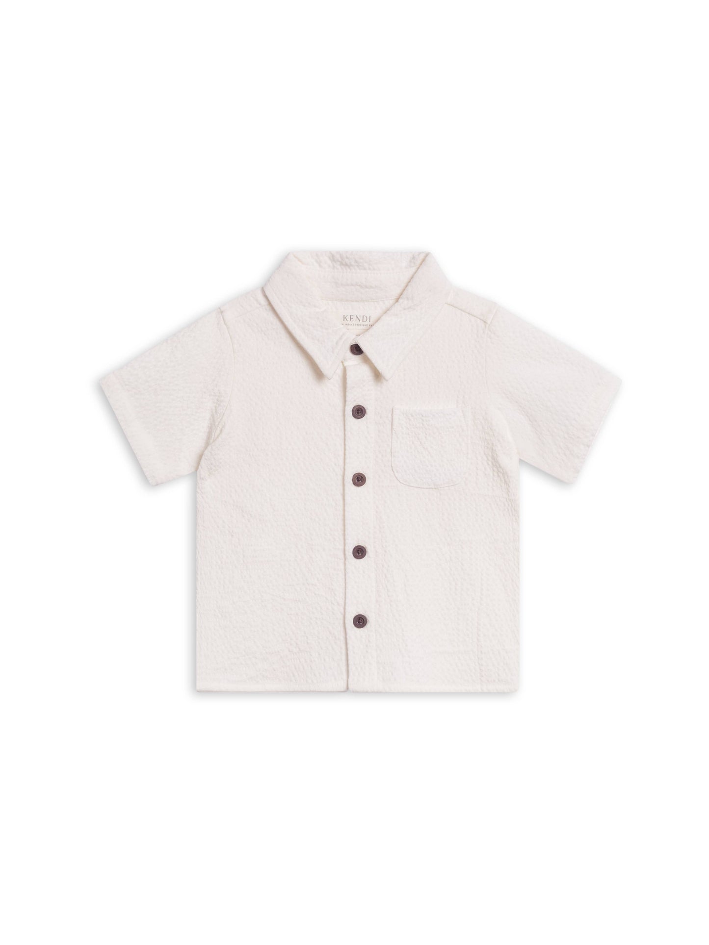 Landon Seersucker Collared Button Down Shirt - Coconut