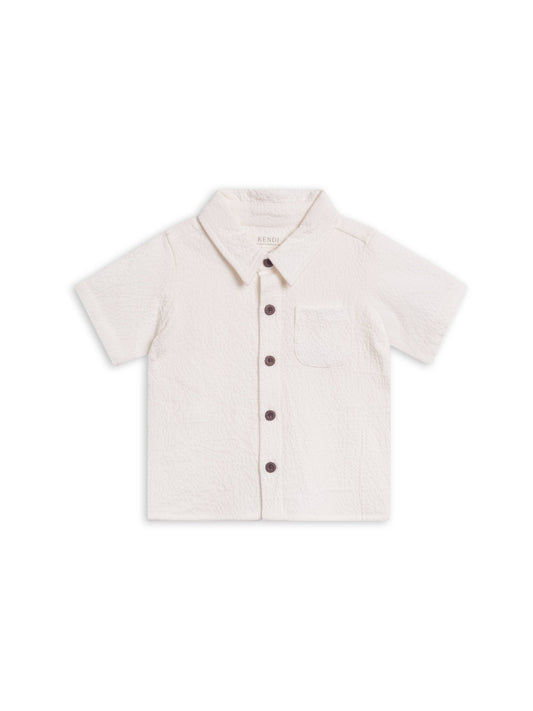 Landon Seersucker Collared Button Down Shirt - Coconut