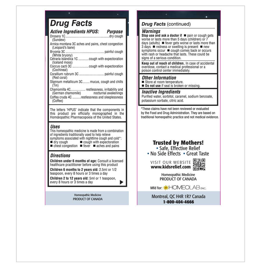 Kids Relief Cough&Cold Nighttime Syrup for Kids 0-12, 3.4 oz