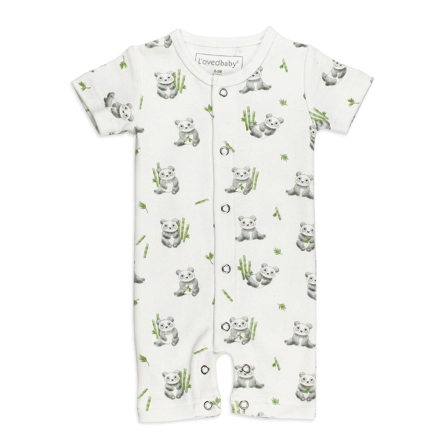 Organic S/Sleeve Romper in Baby Panda