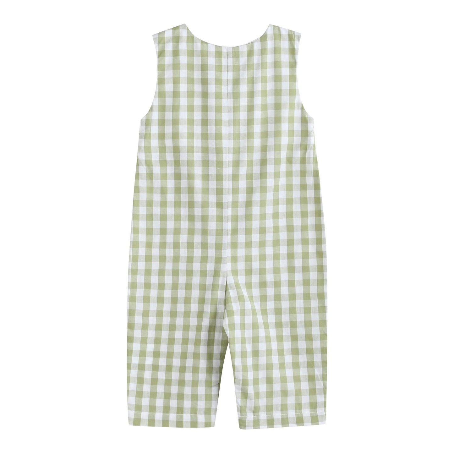 Sage Green Gingham Pumpkin Smocked Overalls