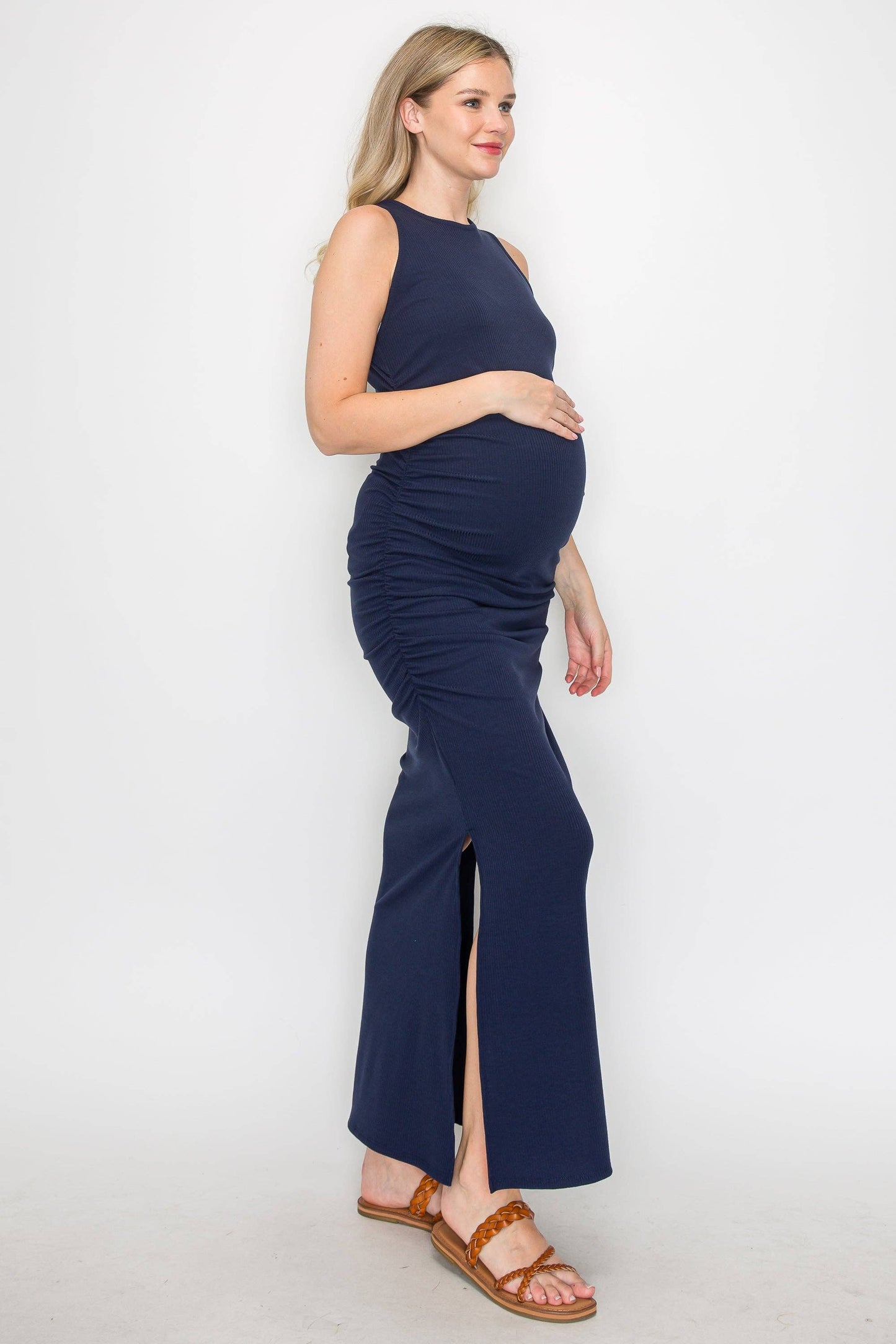 Celestine Tank Ribbed Long Dress W/Side Slit