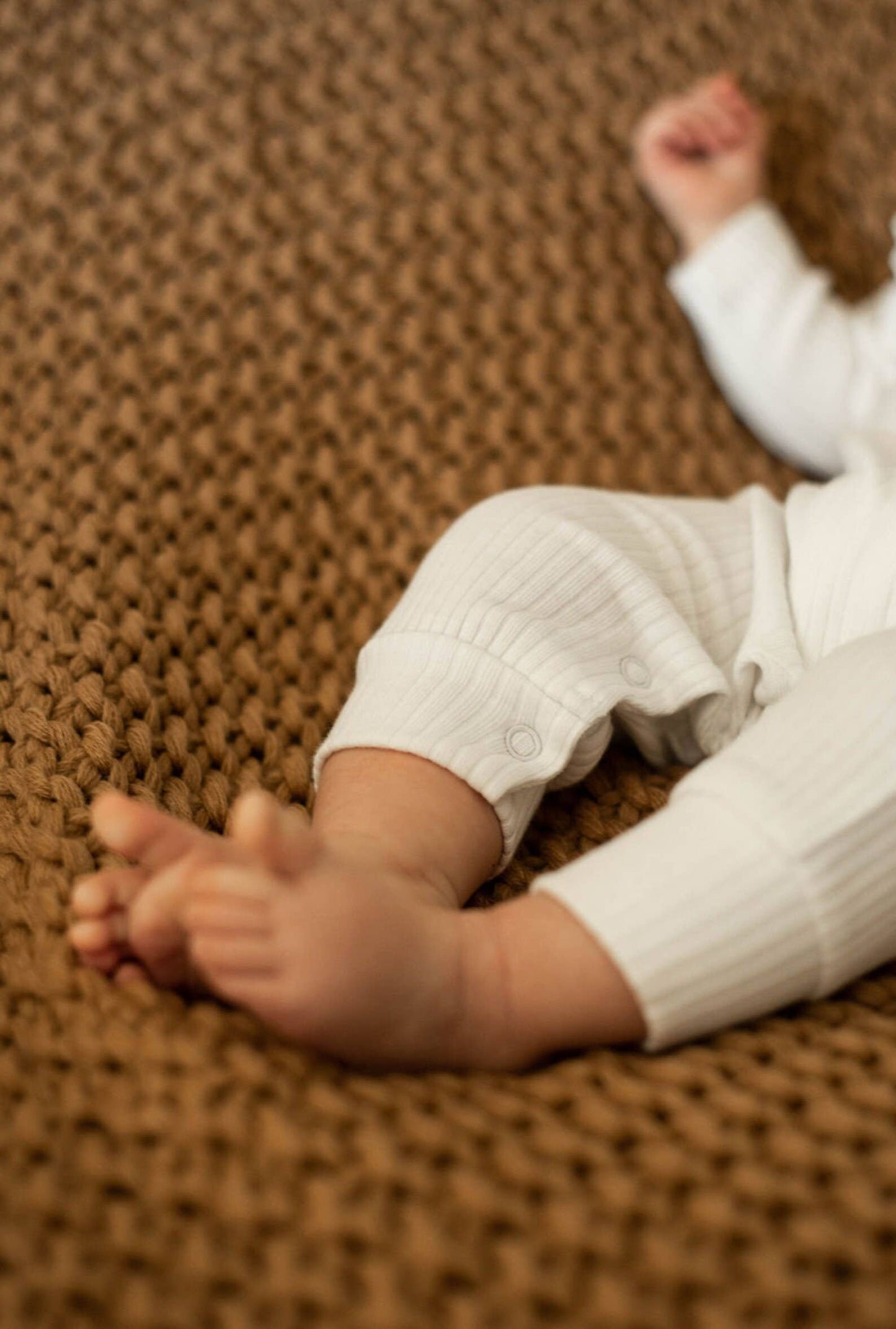 Organic ruffle top cotton romper baby ribbed cotton overall