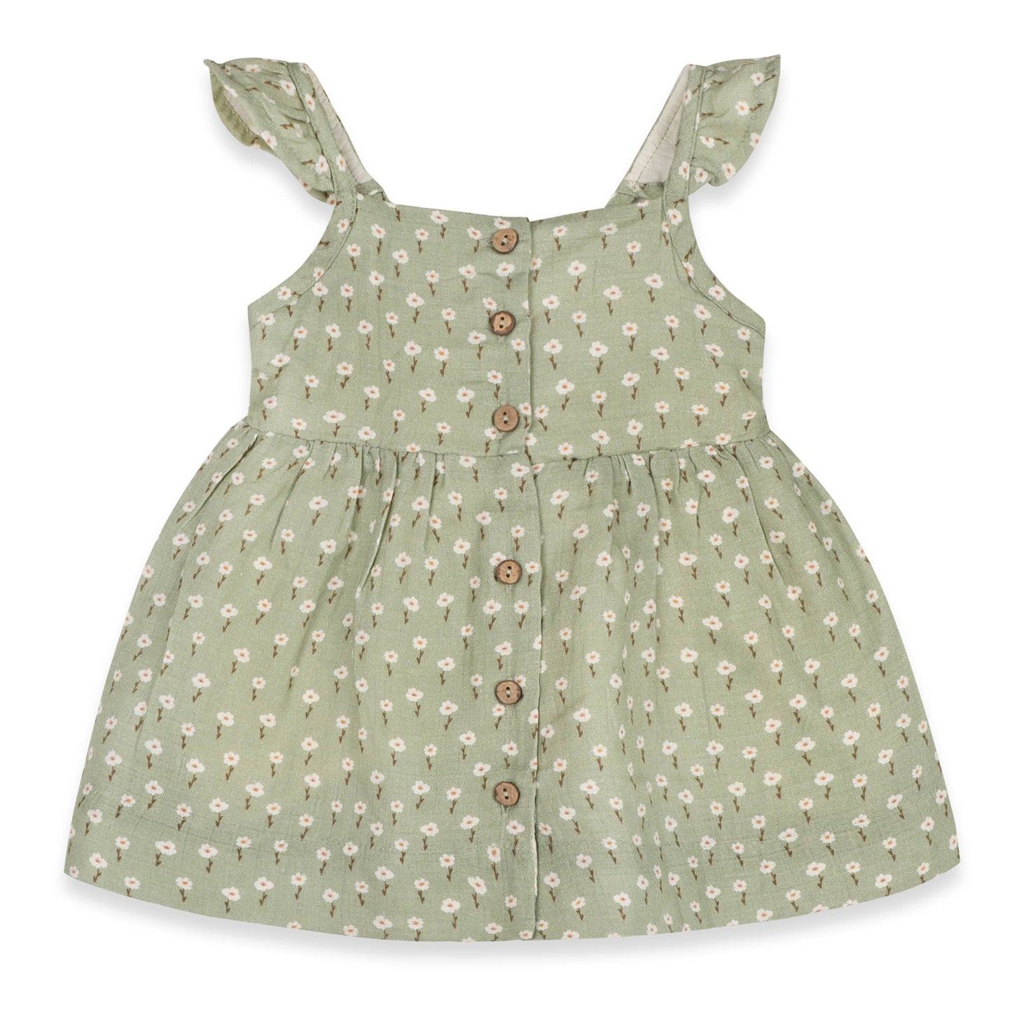 Sage Floral Baby Dress + Bloomer (Organic Muslin)