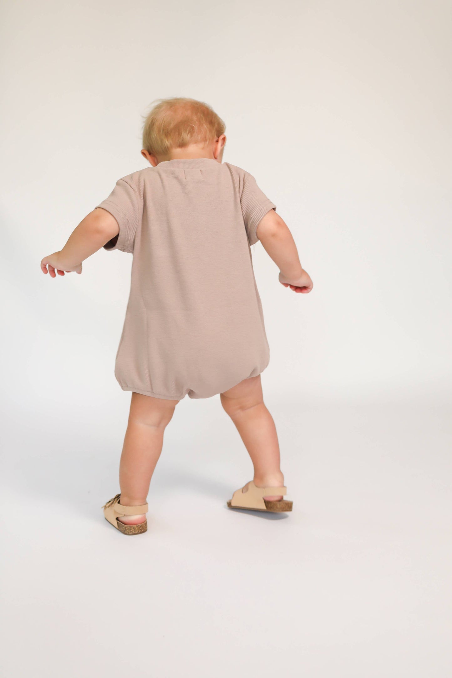 Ollie Ribbed Romper- Beige