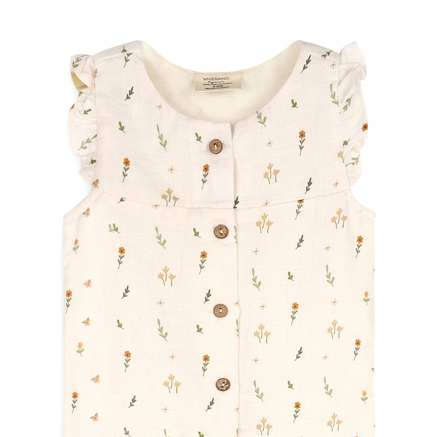 Boho Floral Button Baby Sleeveless Jumpsuit (Organic)